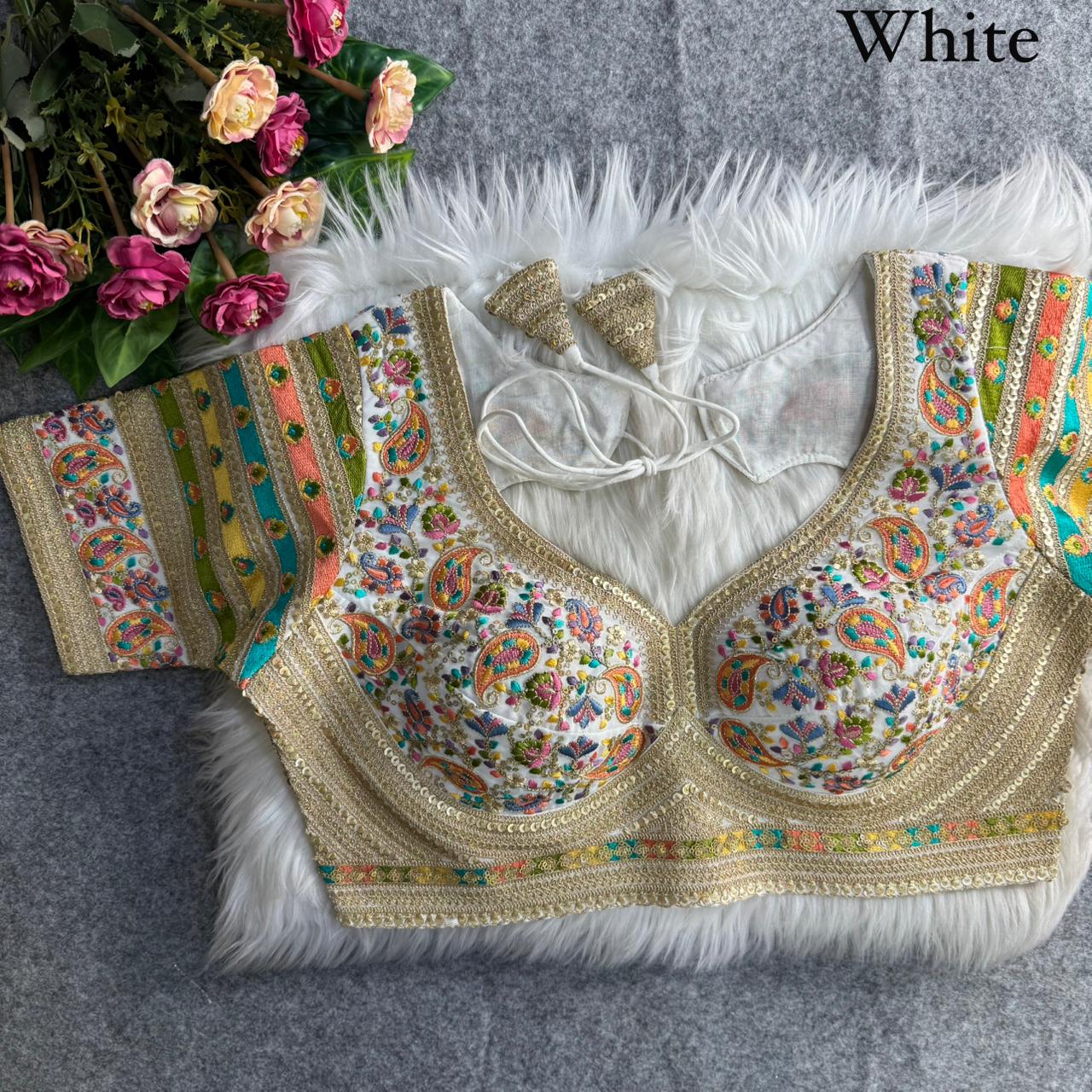Beautiful Antique Viscose Thread Work ready made blouse