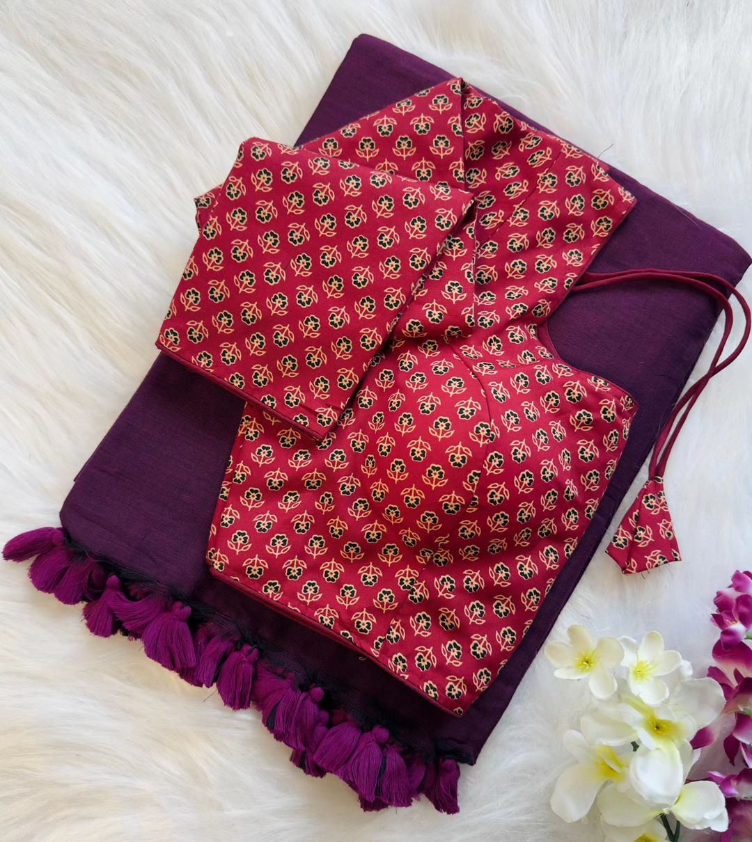 Original cotton saree with full sleeve blouse