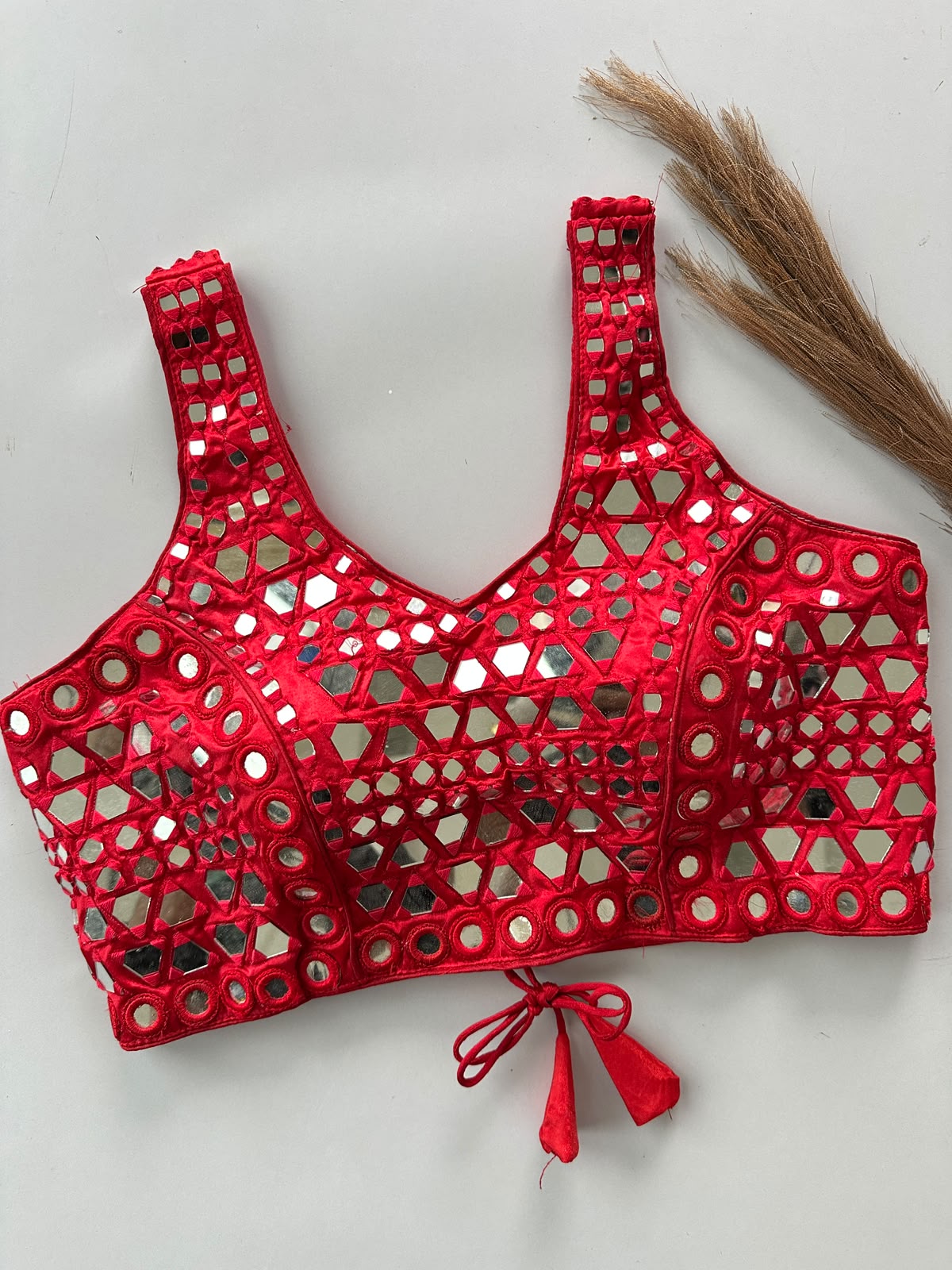 Beautiful handwork original mirror all over ready made blouse
