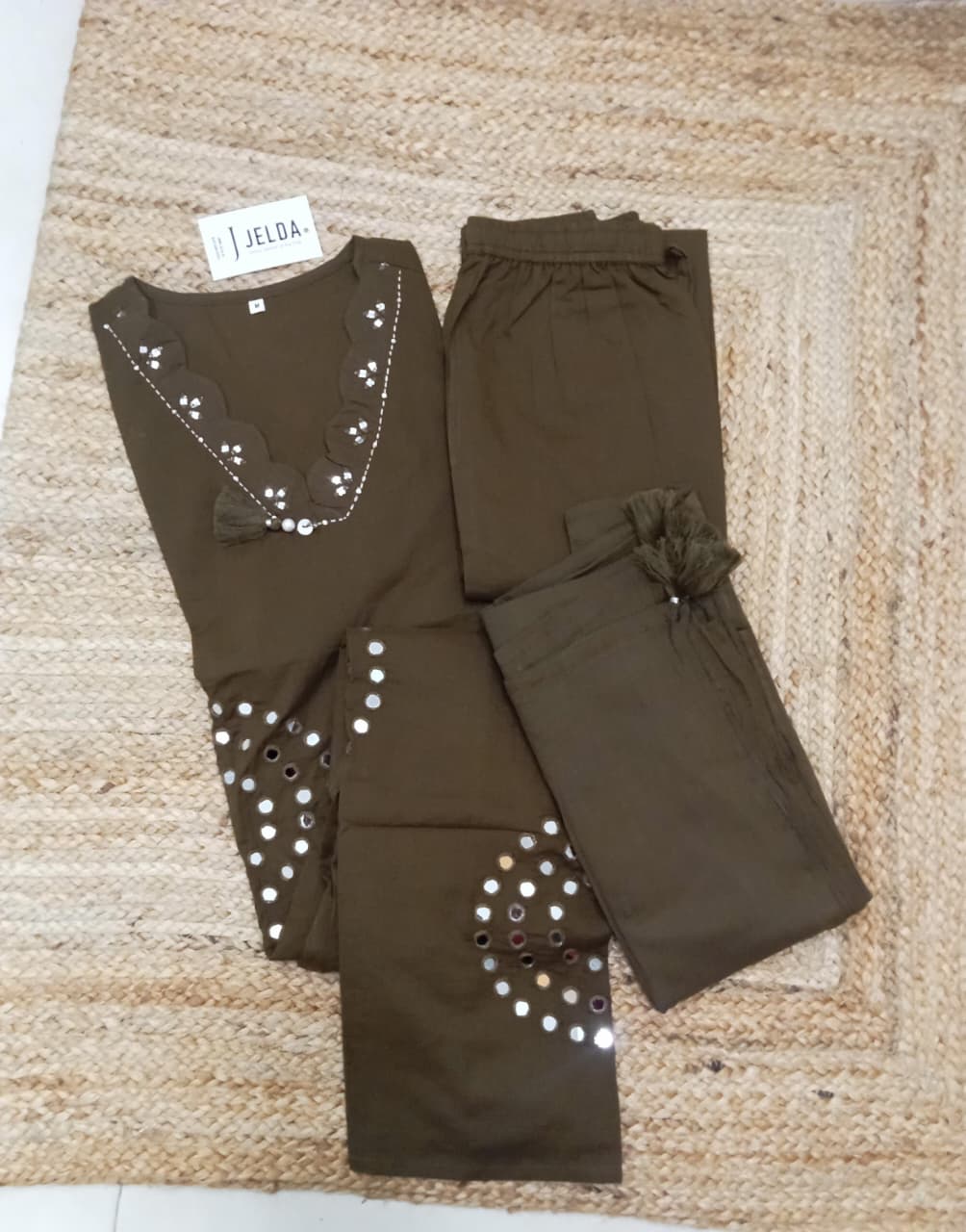 Cotton mirror work salwar suit
