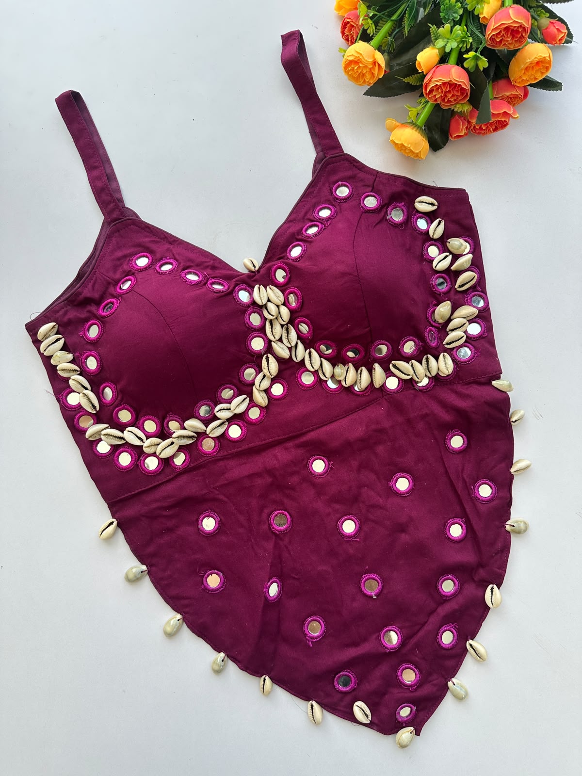 Heavy Thread & Hand Mirror Work ready made blouse
