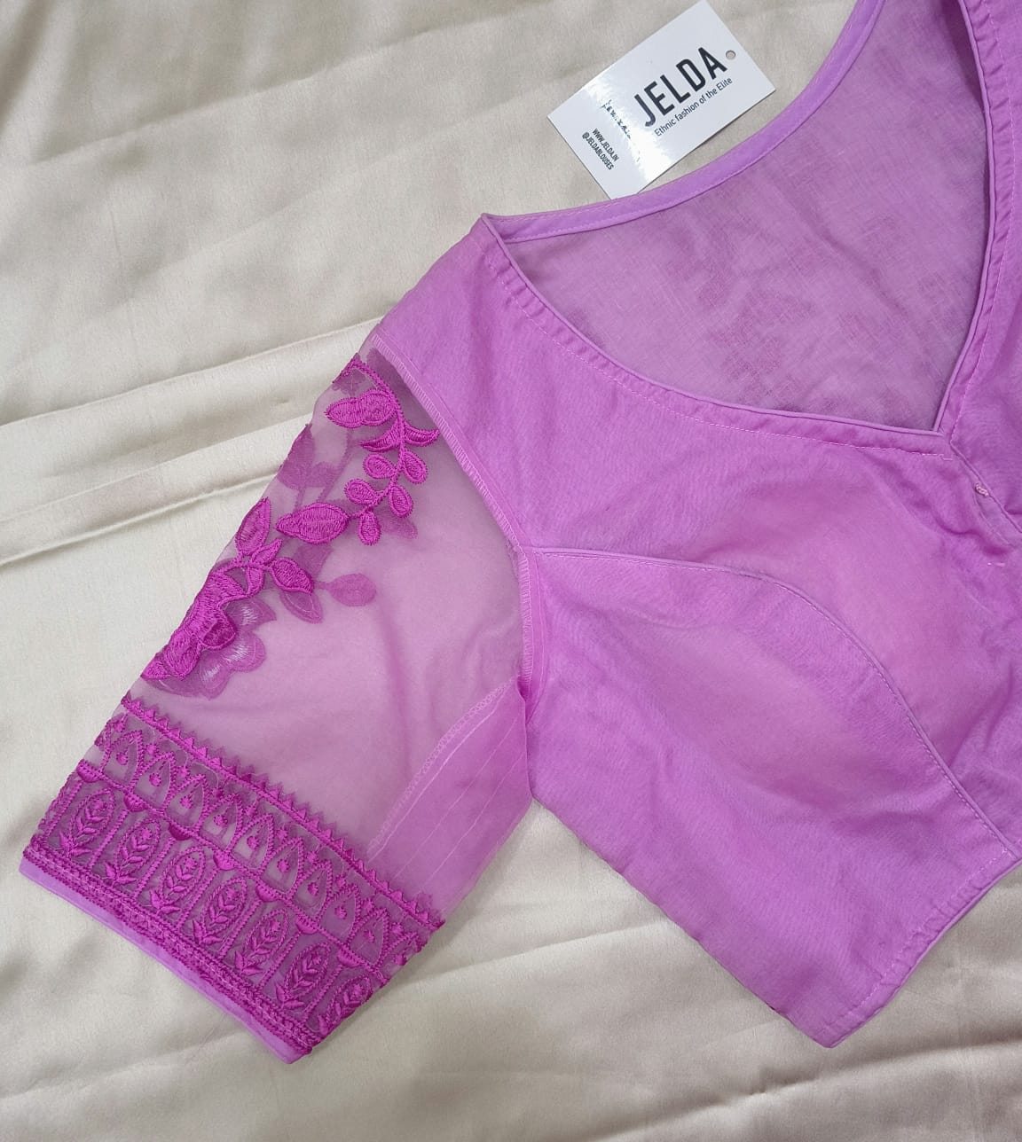 Embroidery work net ready made blouse