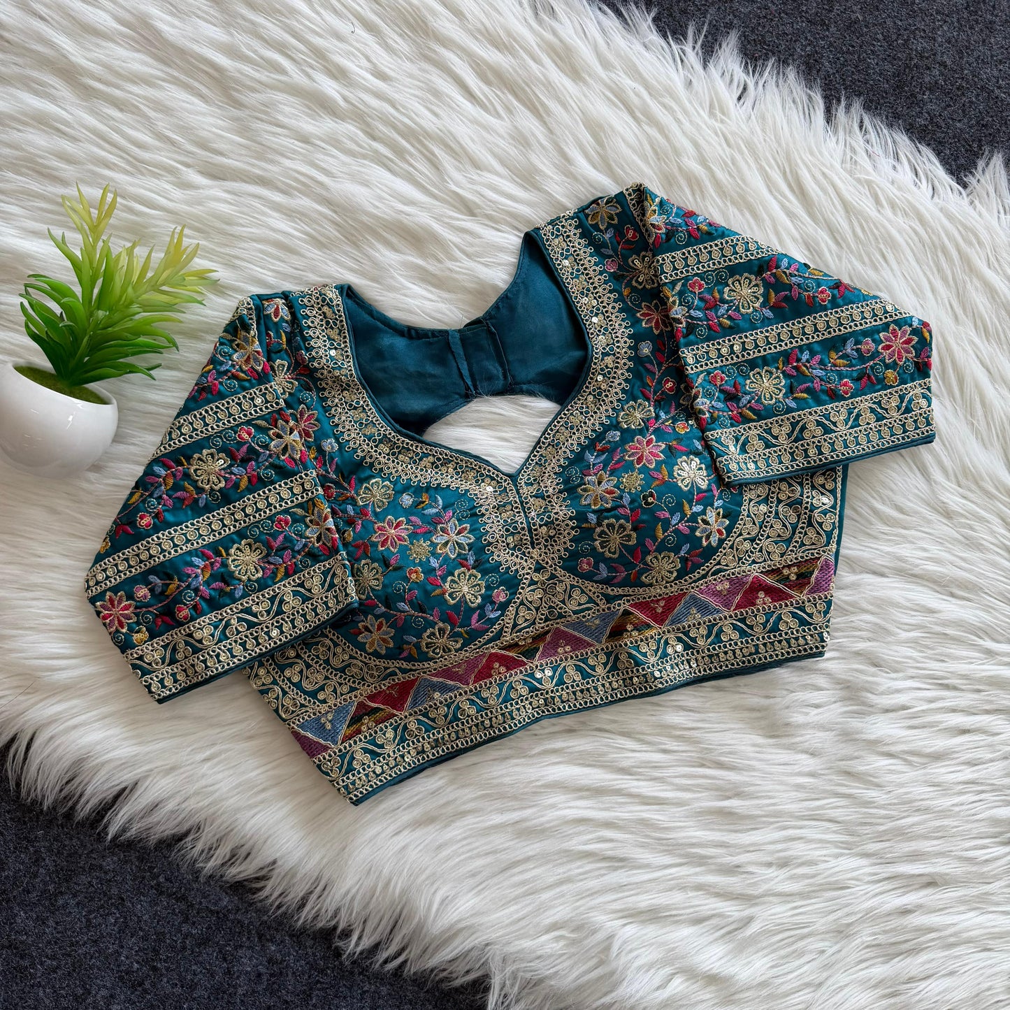 A beautiful work with sequins all over ready made blouse