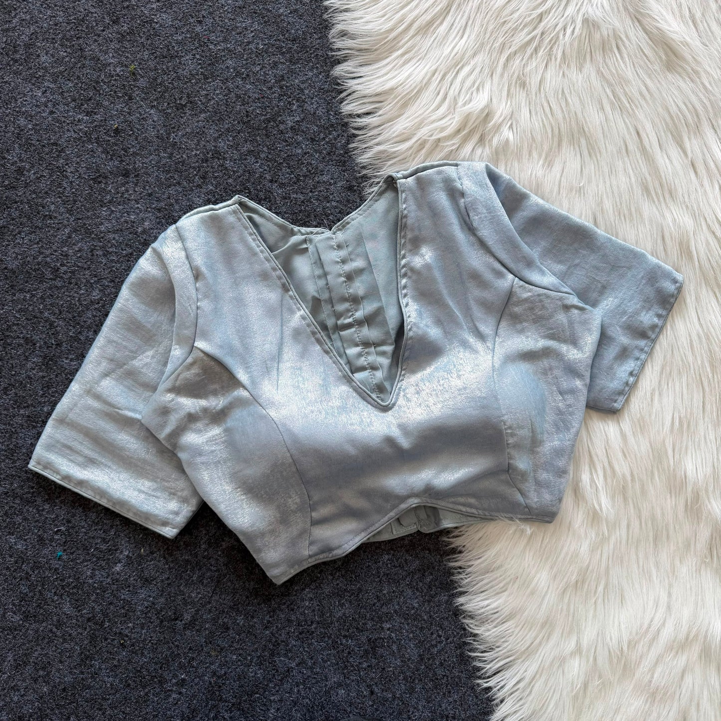 A beautiful coated of velvet fabric with silk ready made blouse