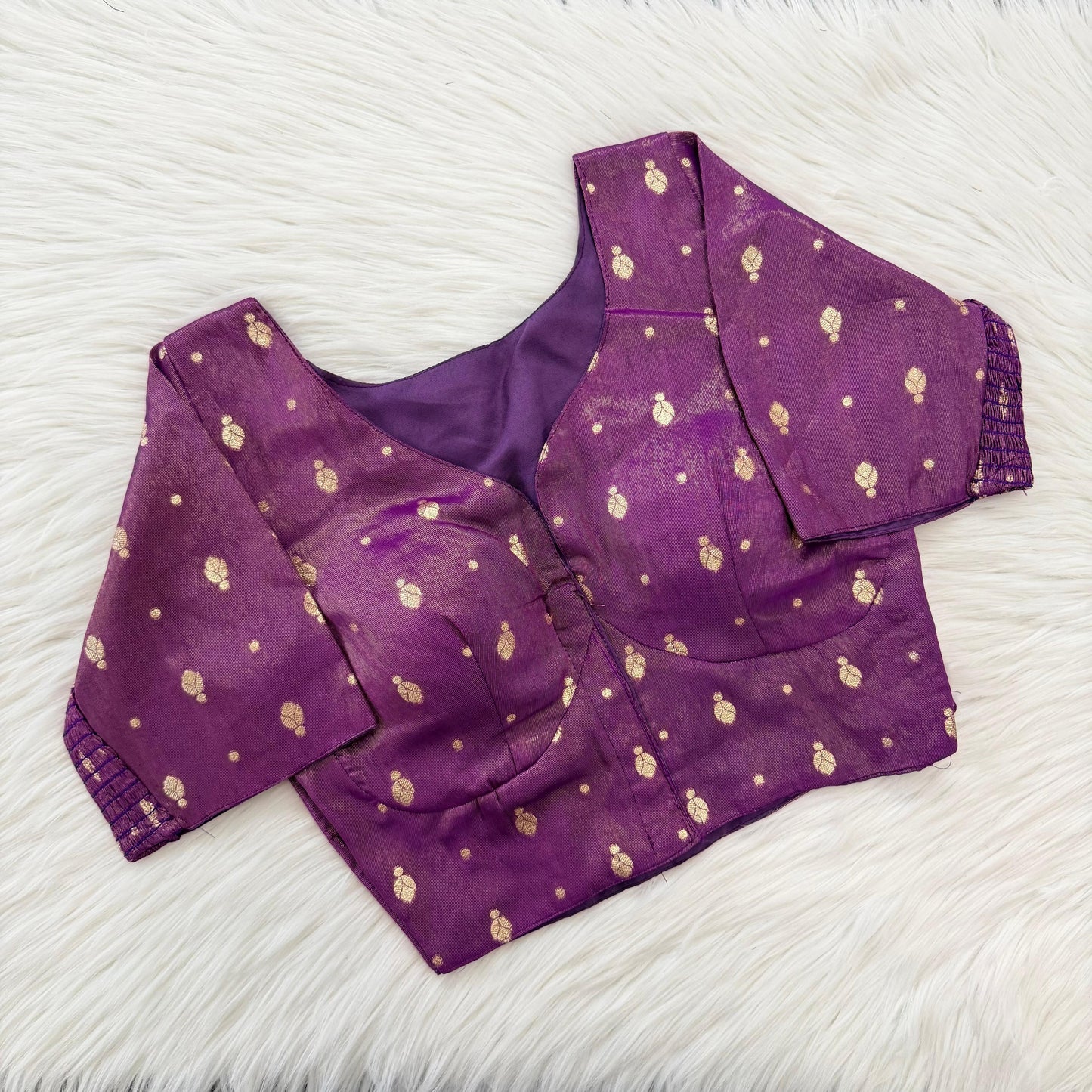 A beauty of weaving work all over with stretchable technology inside ready made blouse