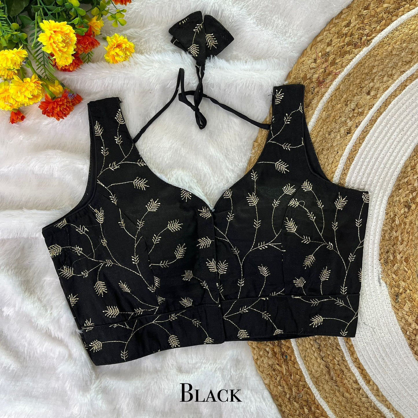 EXCLUSIVE PARTYWEAR COSMOS BITS PIPE & ZARI EMBROIDERY WORK  READY MADE BLOUSE