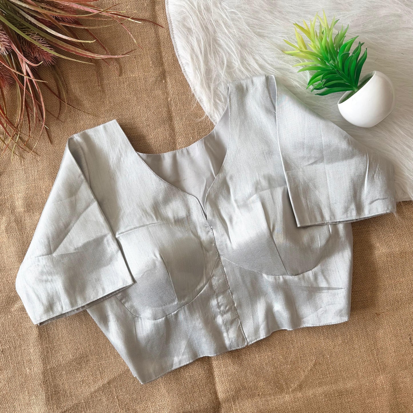 Real zari weaving all over ready made blouse