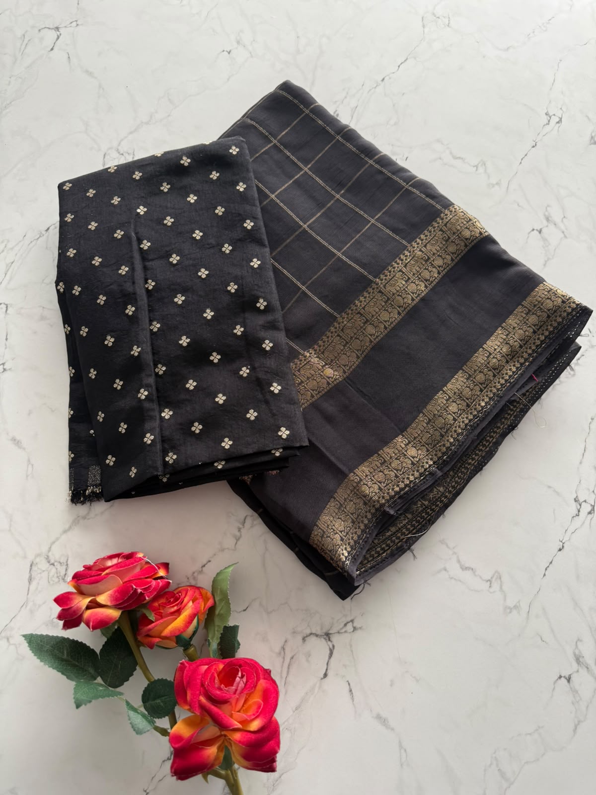 Premium pure Viscous Georgette Weaving Check Design With Tussles saree