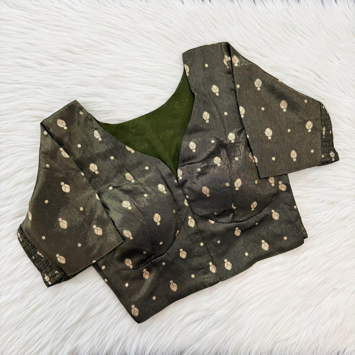 A beauty of weaving work all over with stretchable technology inside ready made blouse