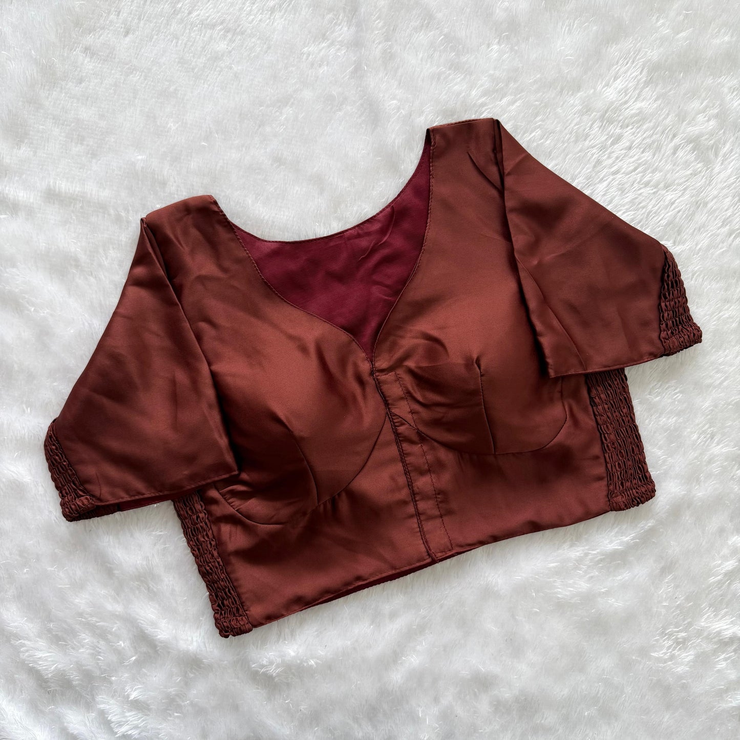 Soft silk fabric with elastic attach for better fitting  ready made blouse
