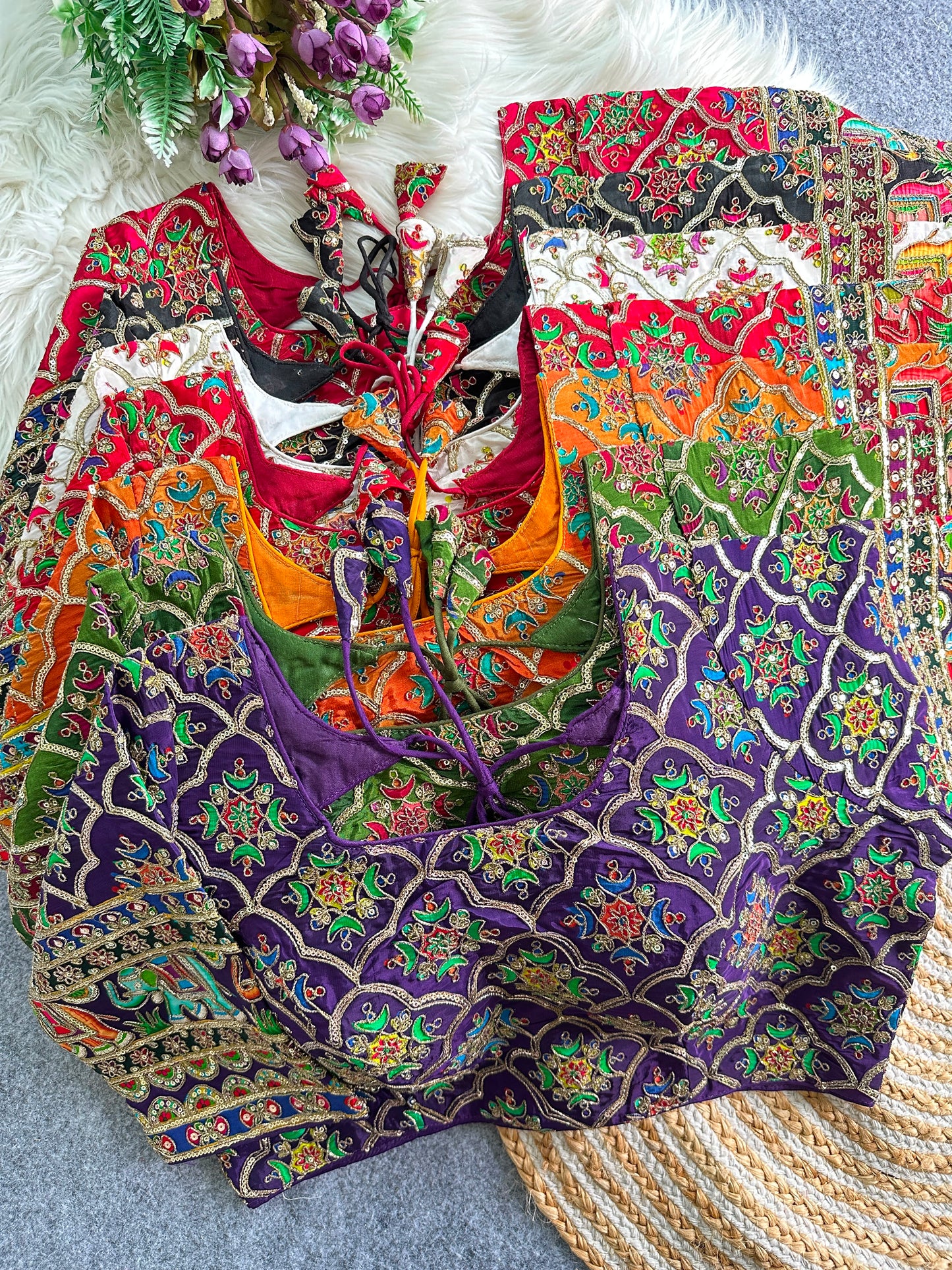 Ethnic presenting chinon heavy silk hit design ready made blouse