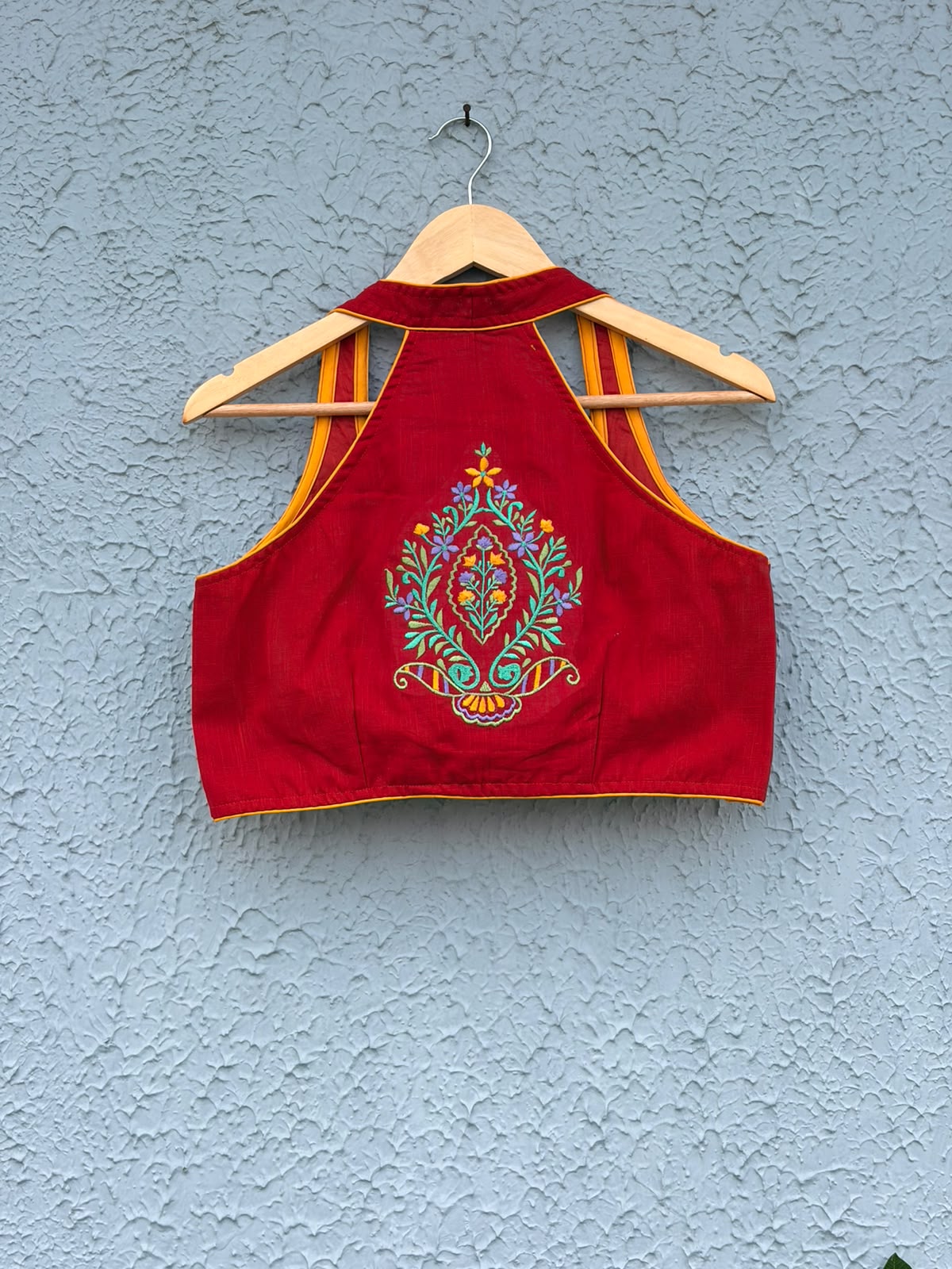 Cotton embroidered Halterneck designer blouse