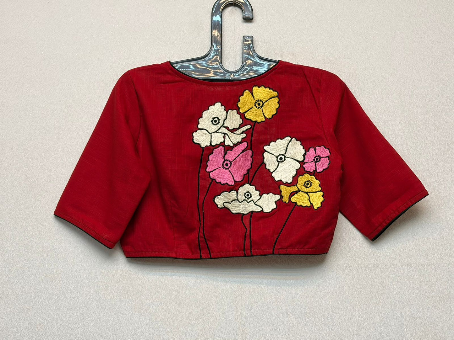 Cotton hand embroidered designer blouse