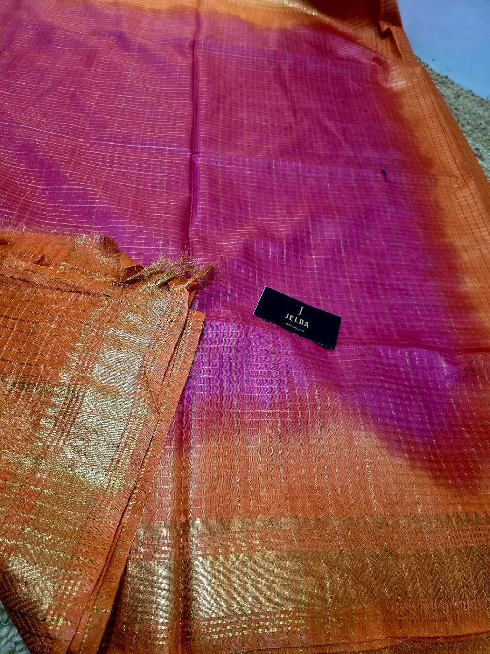Kota soft golden border saree With contrast running blouse