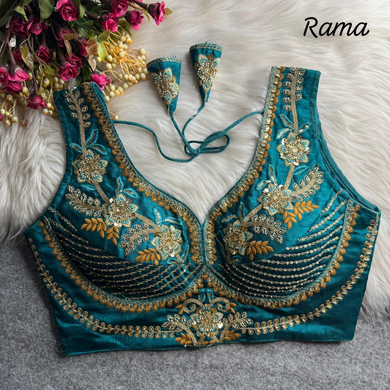 Heavy zari + sequins & beads work ready made blouse