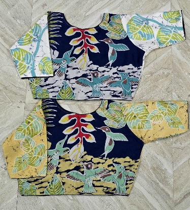 Pure silk batik boatneck ready made blouse