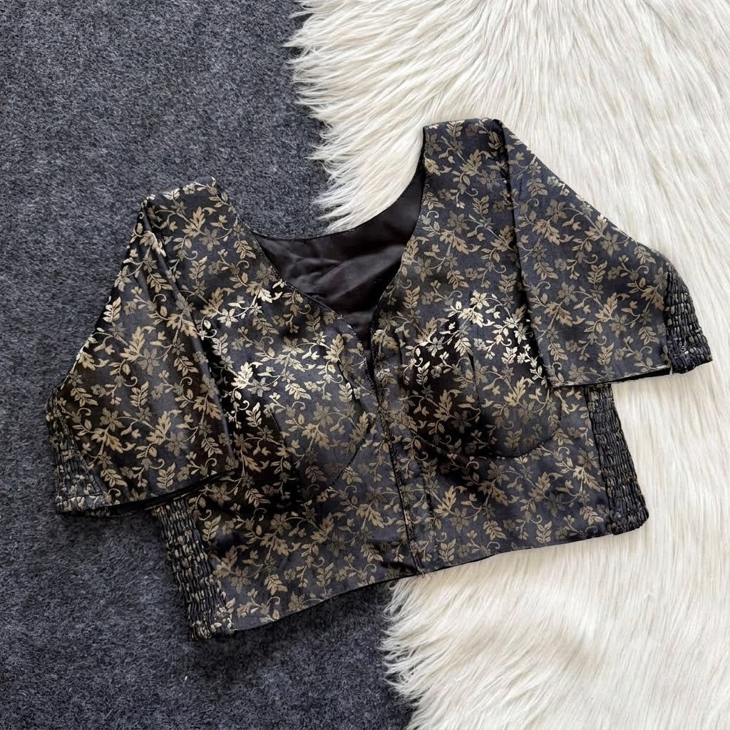 A beauty of weaving work all over with stretchable technology inside ready made blouse