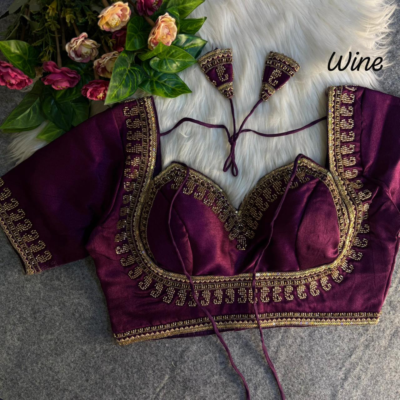Beautiful heavy beads work ready made blouse