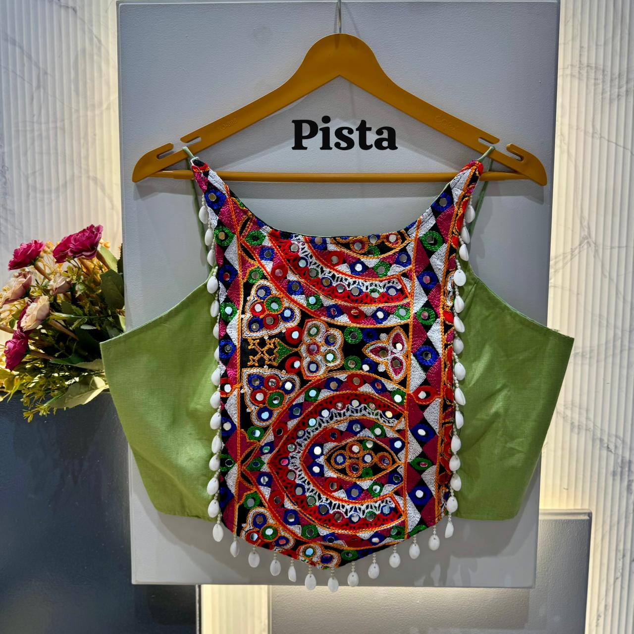 Heavy thread & hand mirror work ready made blouse