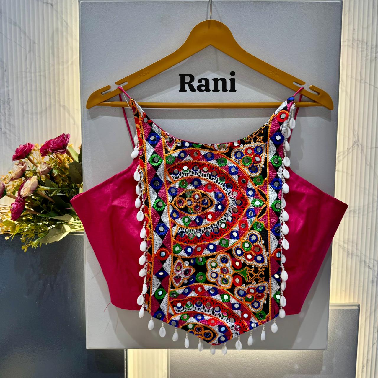 Heavy thread & hand mirror work ready made blouse