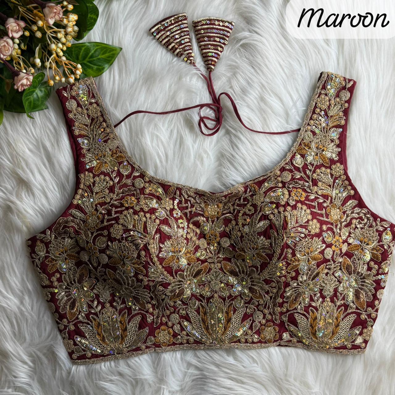 Heavy Pure Soft Roman Silk With Tricot Fuising ready made blouse