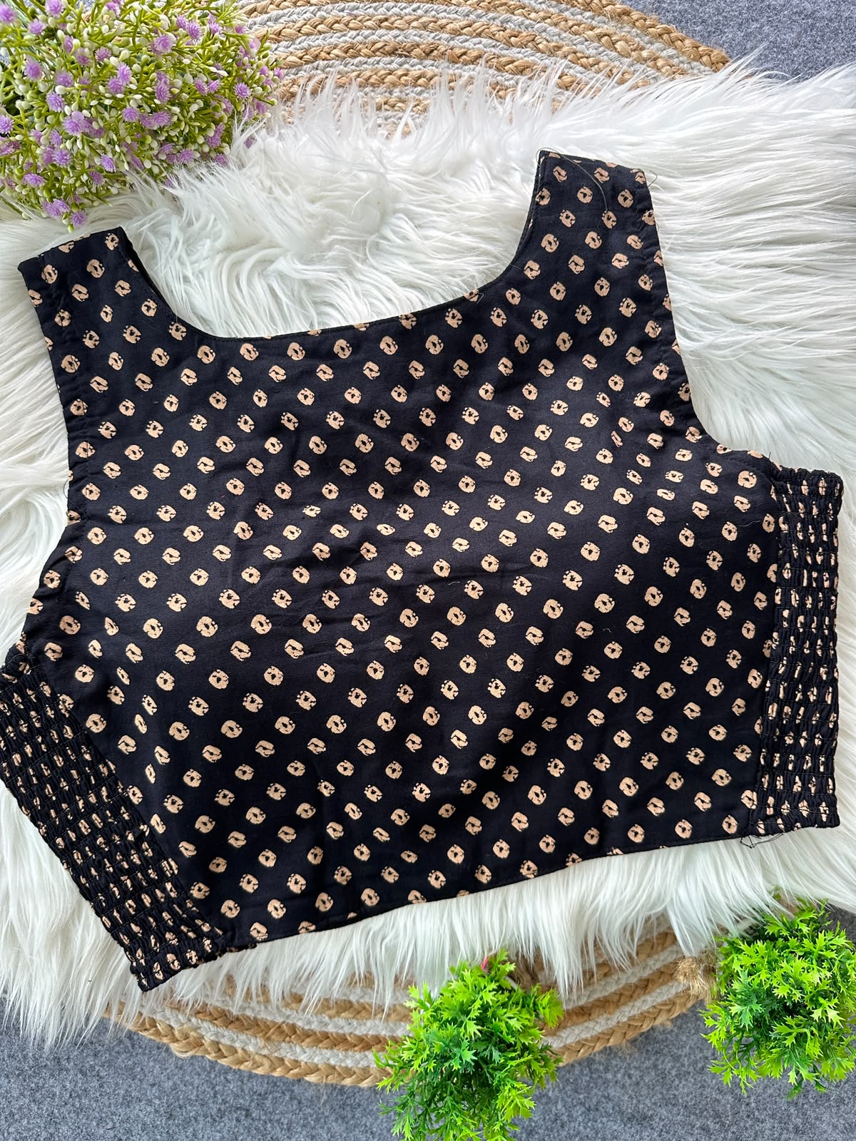 Presenting flexi fit Pure Ajrakh Bandhani Print Cotton ready made blouse