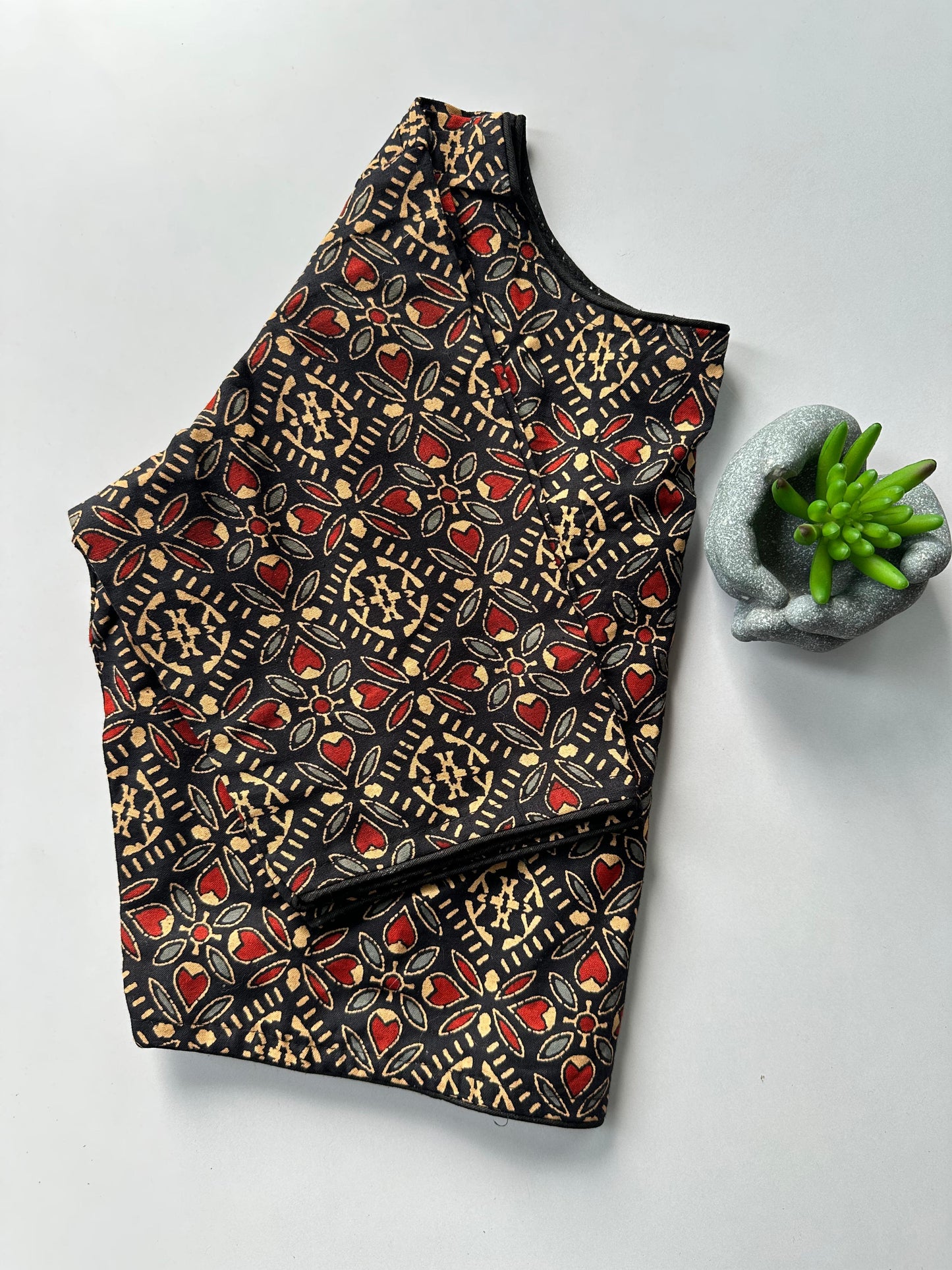 Presenting pure ajrakh handBlock/ikkat/indigo cotton ready made blouse
