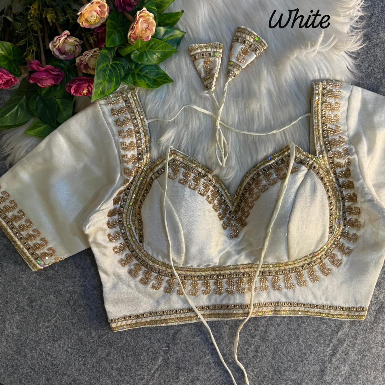 Heavy zari sequins & beads + thread work ready made blouse