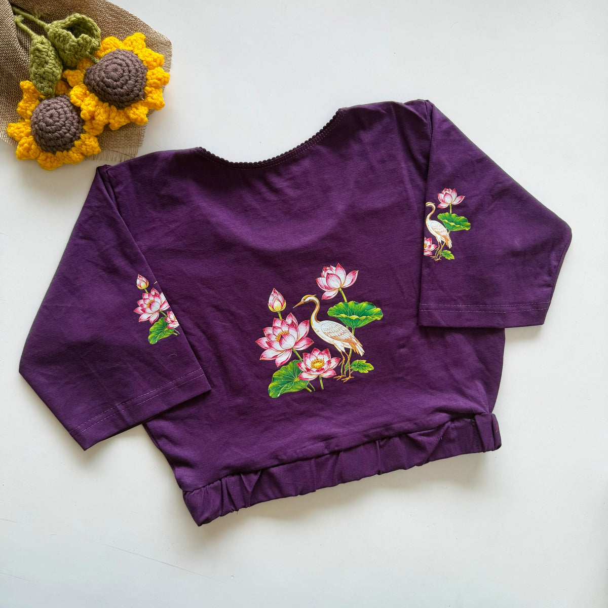 Beautiful block print with elastic ready made blouse