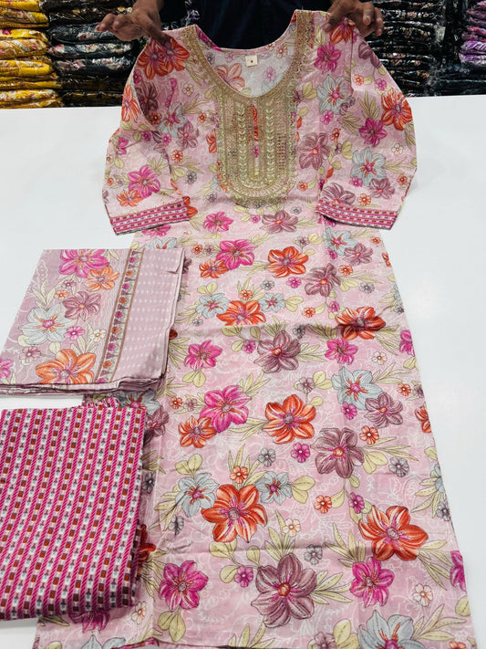 Cotton zari work salwar suit