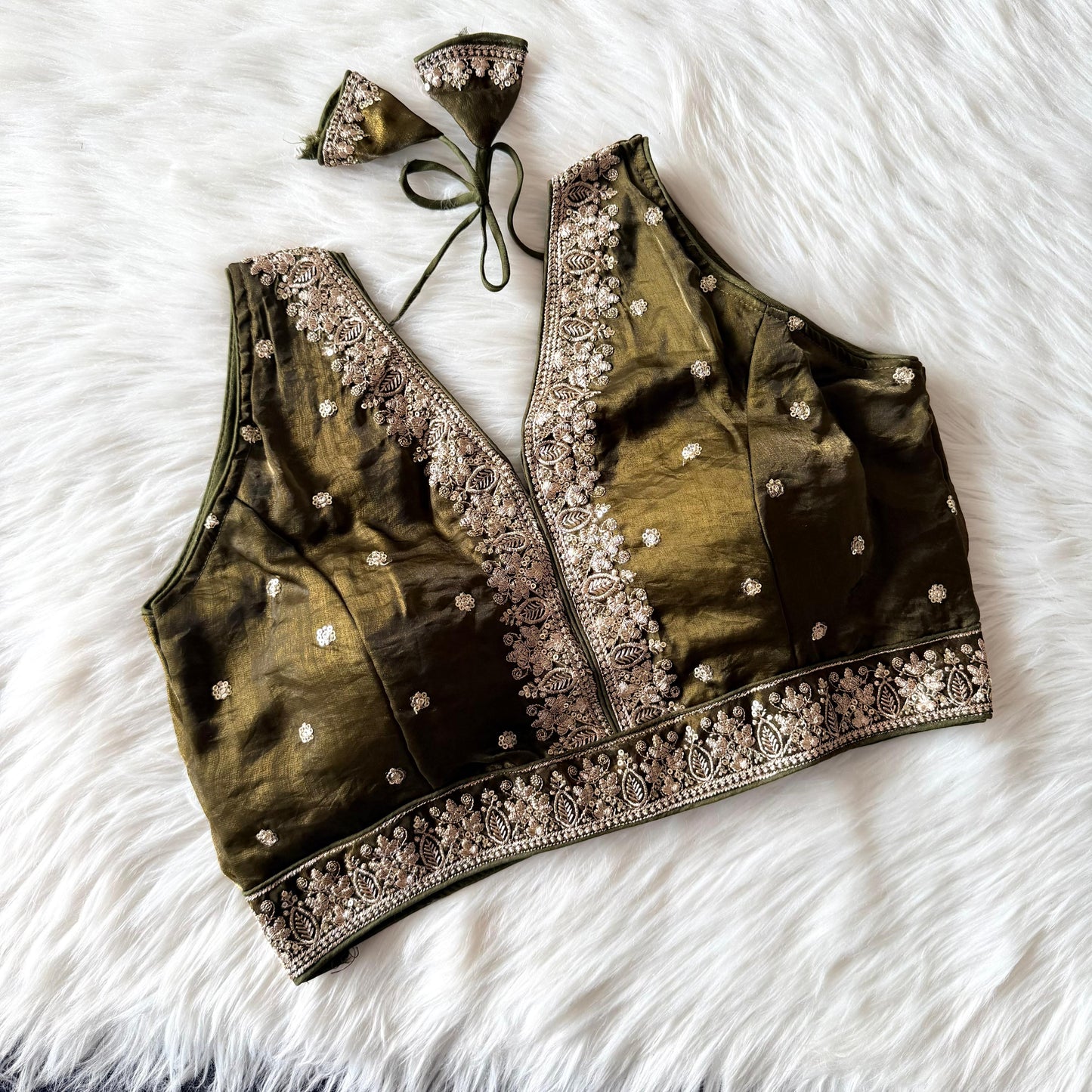 A beautiful work with sequins all over ready made blouse