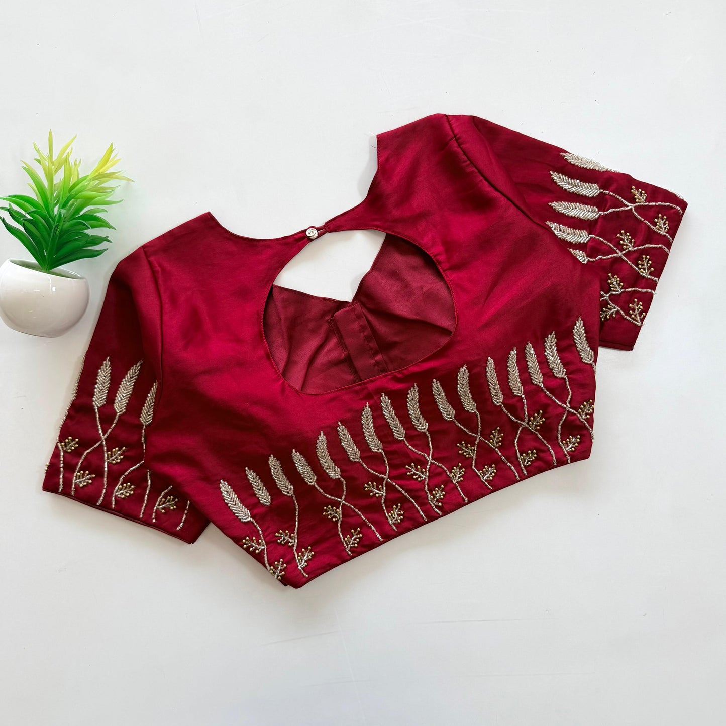 Beautiful handwork with pearl and kardana touch up all over ready made blouse