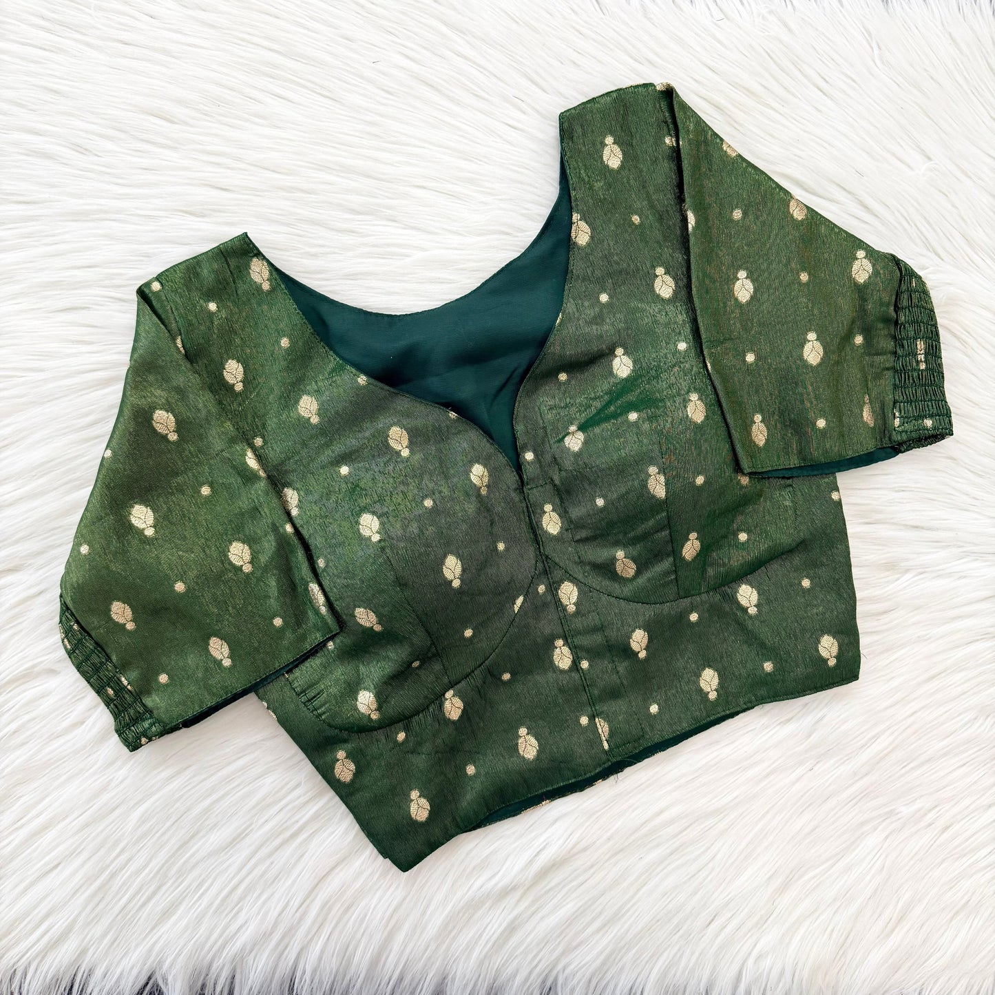 A beauty of weaving work all over with stretchable technology inside ready made blouse
