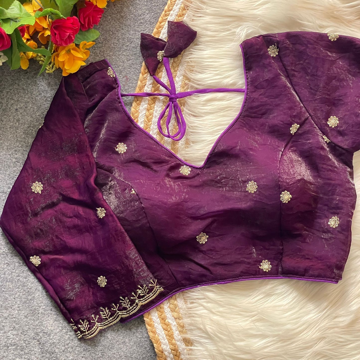 Heavy Handwork + Sequins & Codding Thread Work Ready Made Blouse