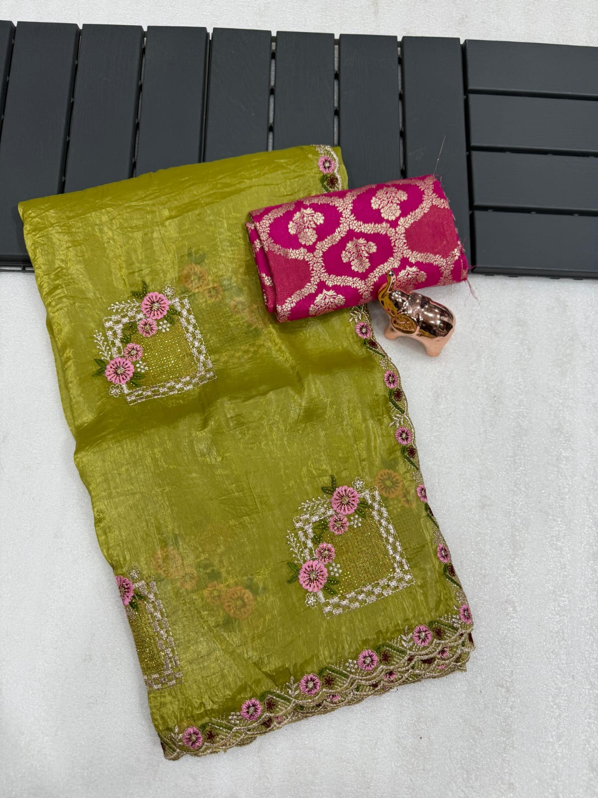 Pure paper silk crush saree
