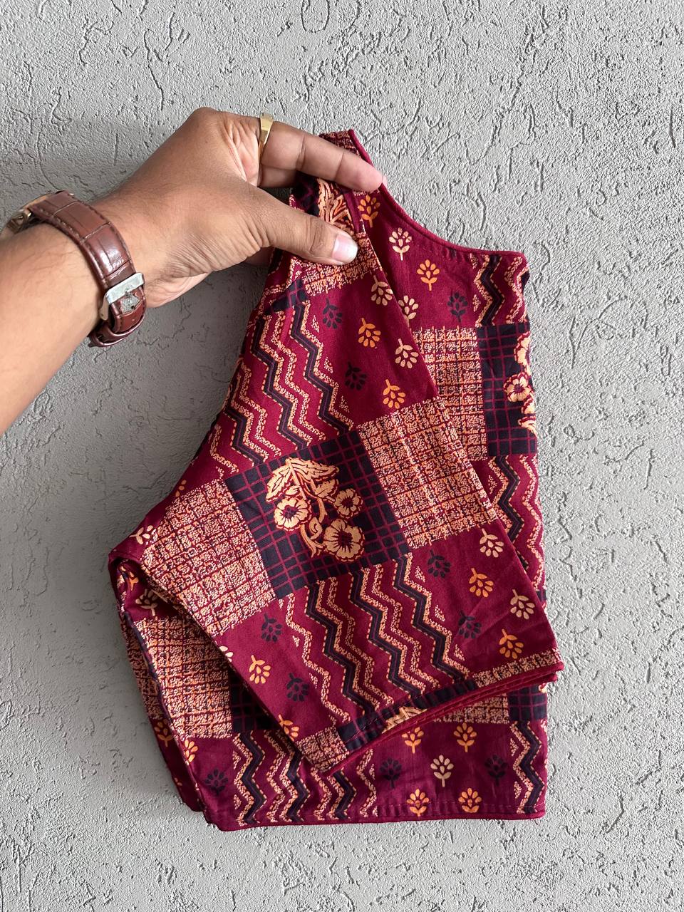 Pure Ajrakh Cotton ready made blouse