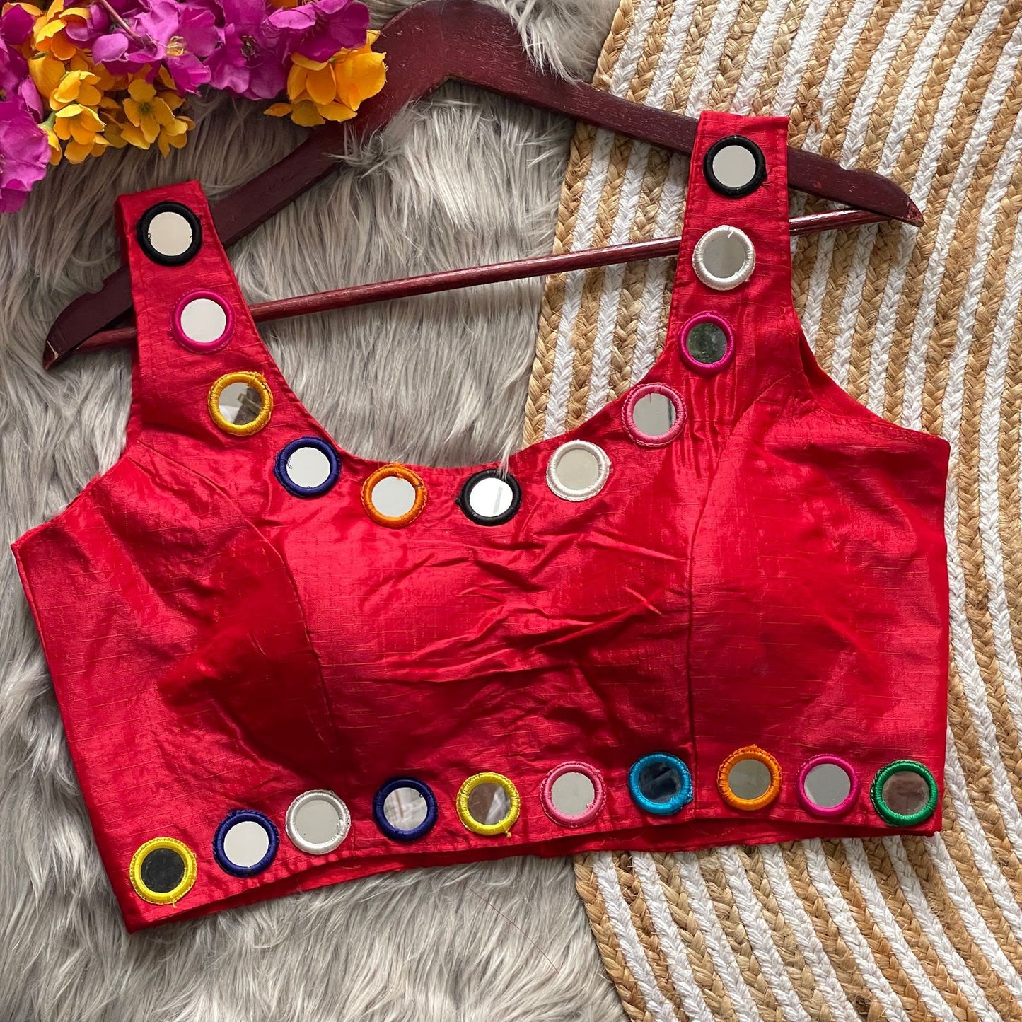 Heavy Real Mirror Work ready made blouse