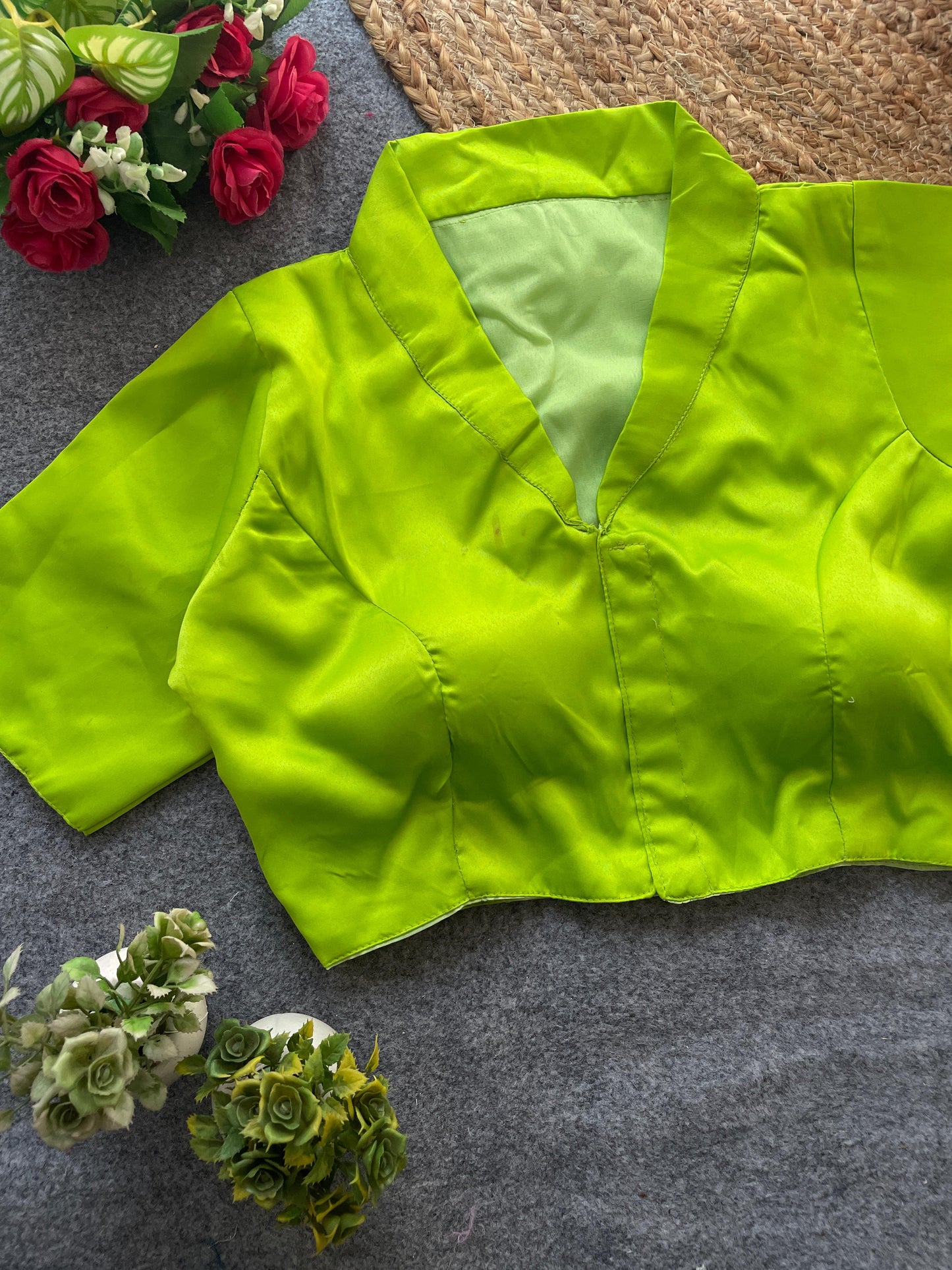 Pure malai satin collar neck ready made blouse