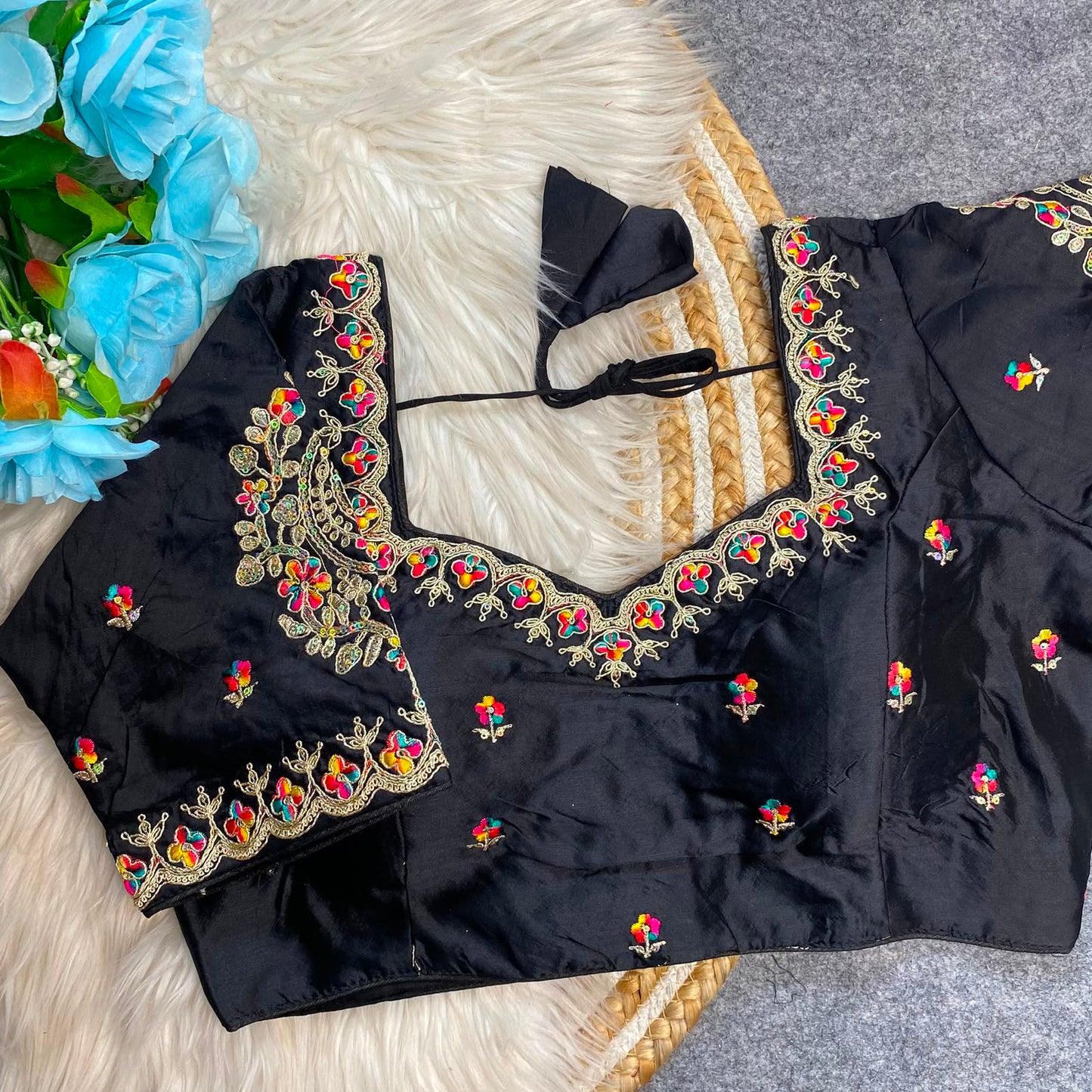 Heavy Embroidery Work ready made blouse