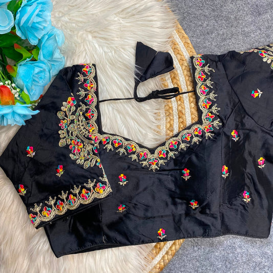 Heavy Embroidery Work ready made blouse