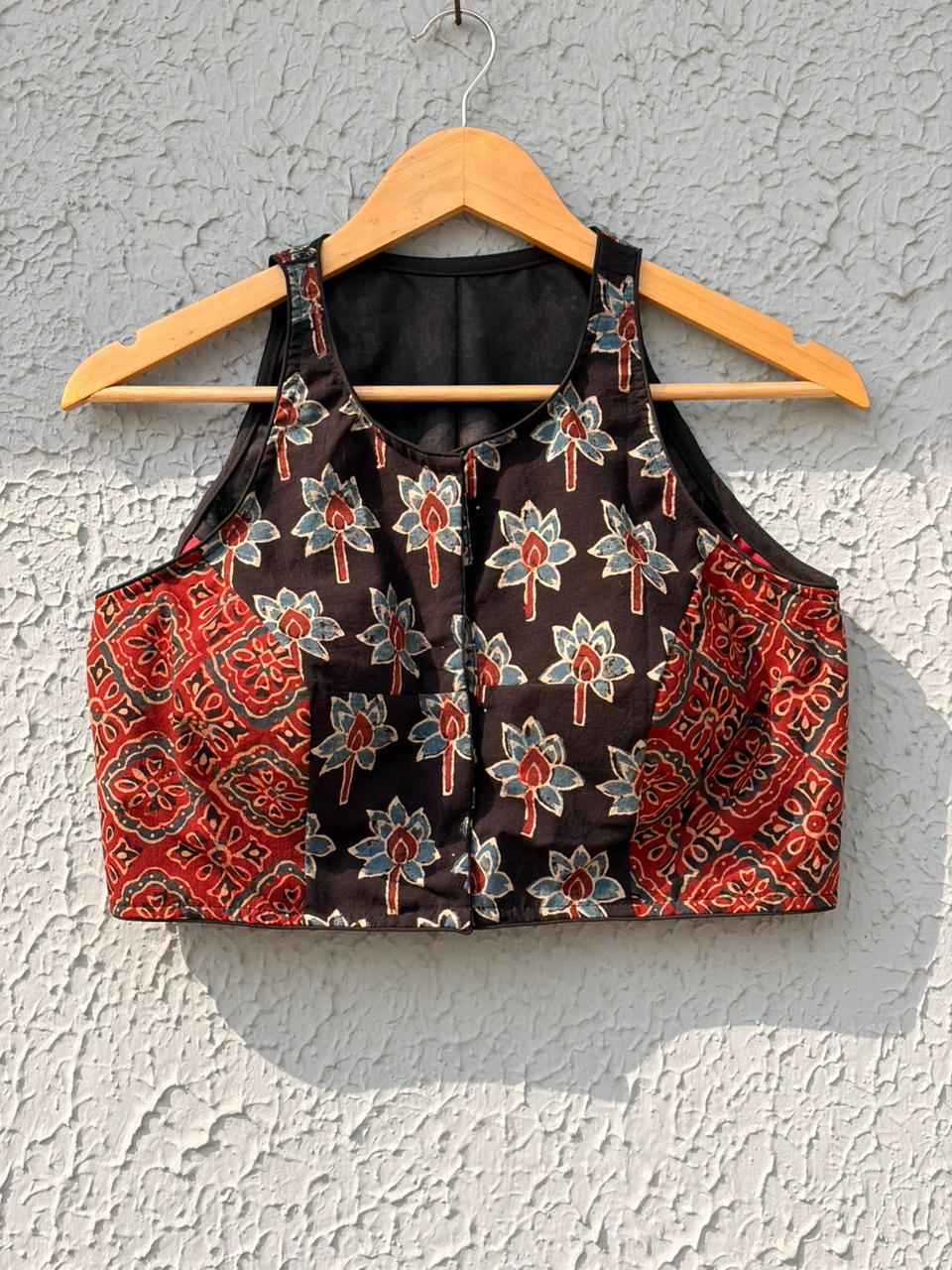 Pure ajrakh cotton designer blouse
