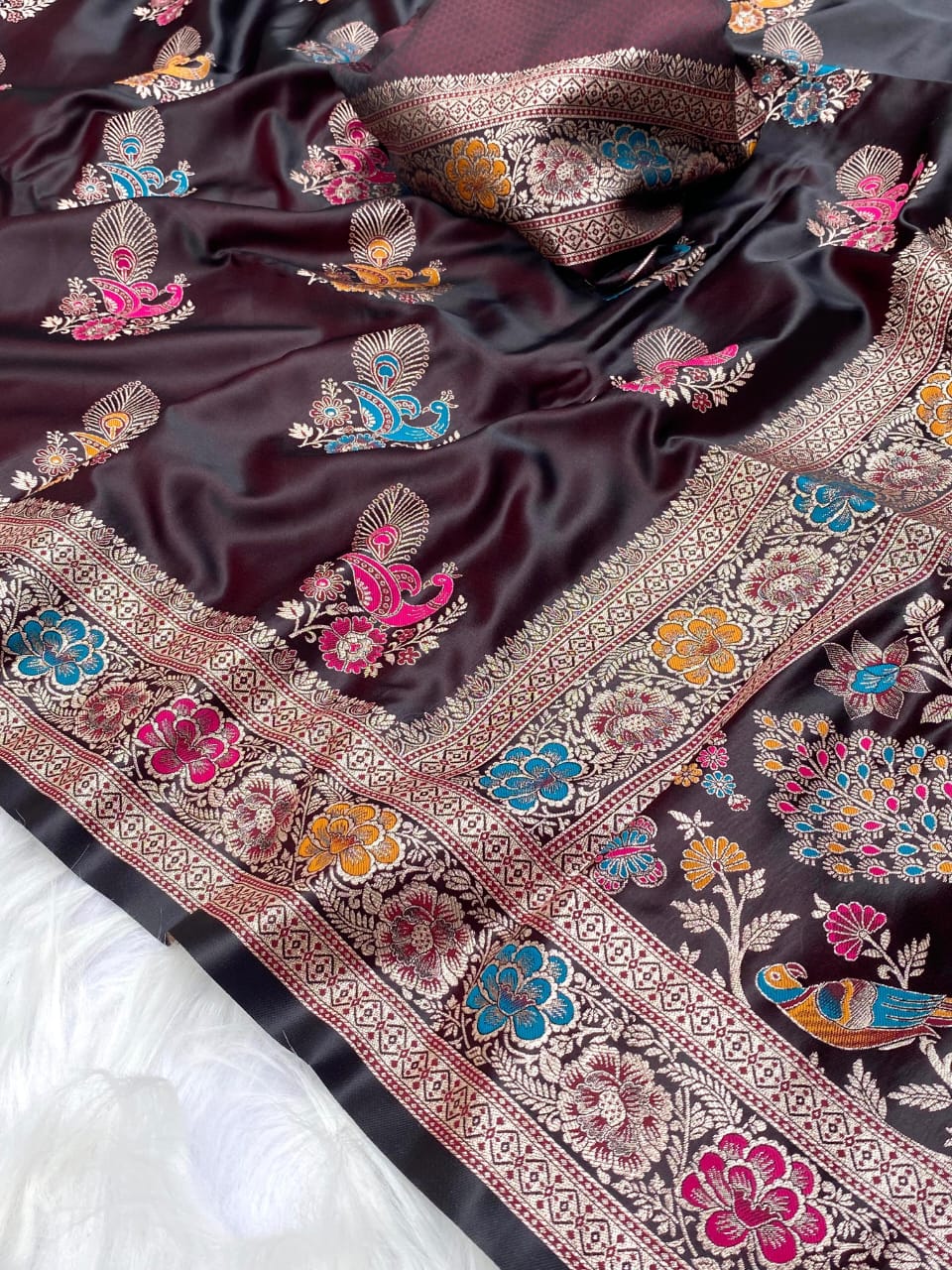 Mushro satin sarees