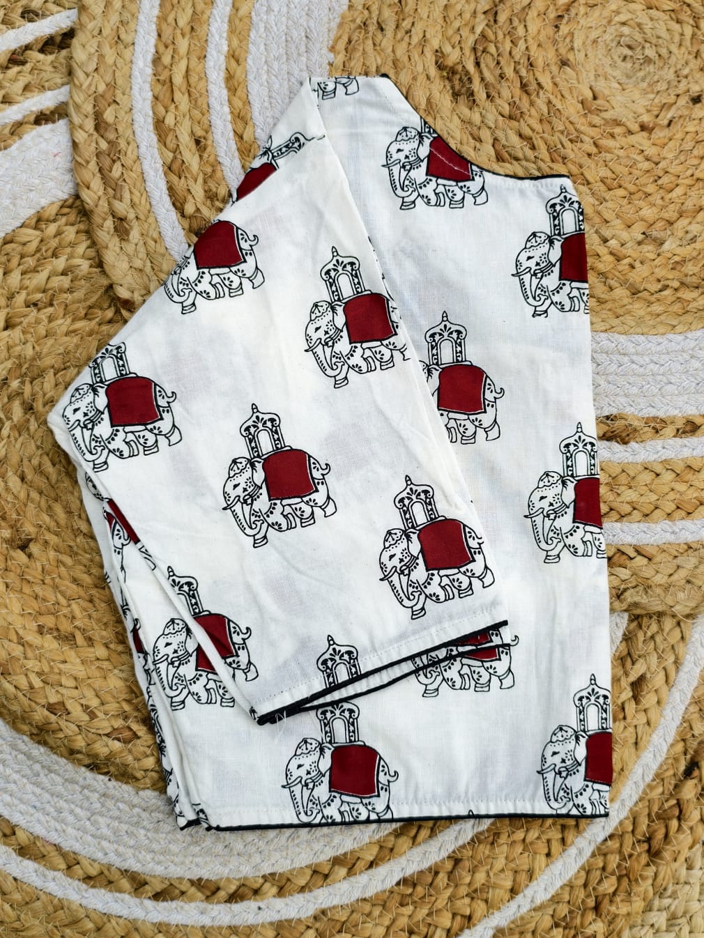 Ajrakh cotton Boatneck ready made blouse