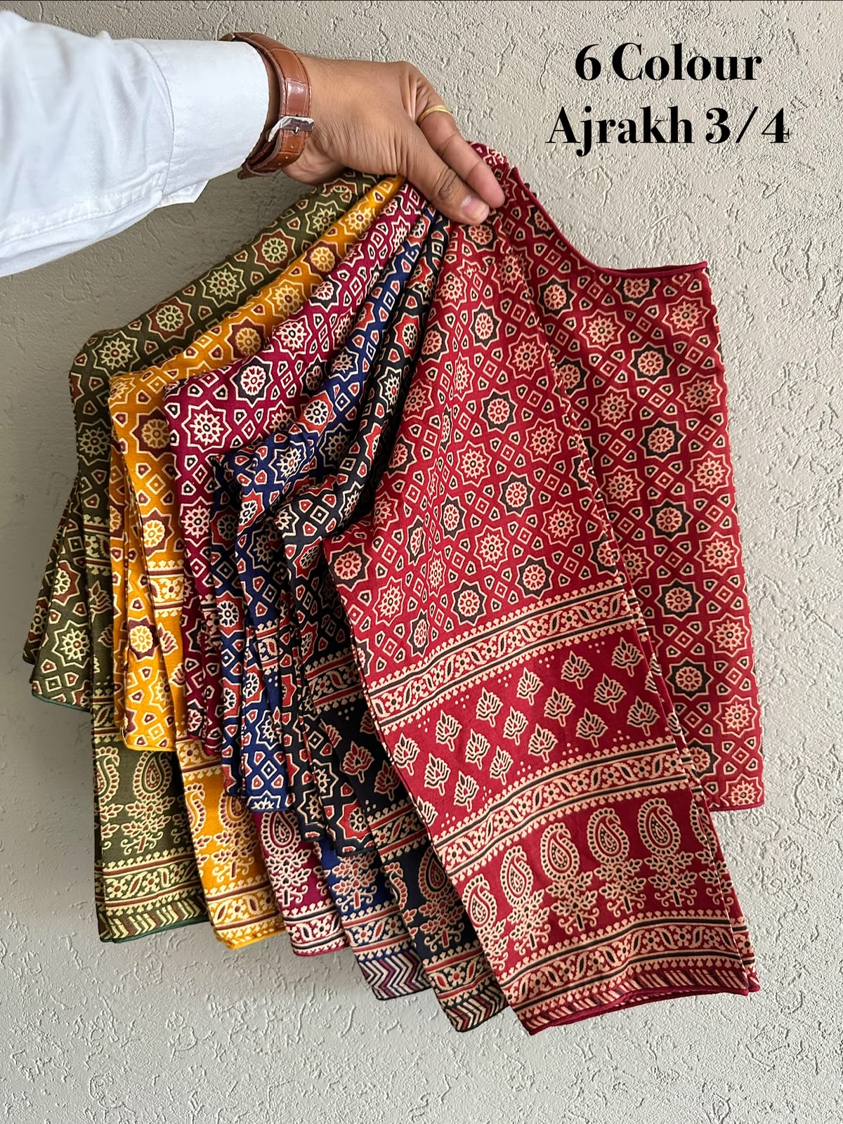 Ajrakh block print 3/4th sleeve ready made blouse