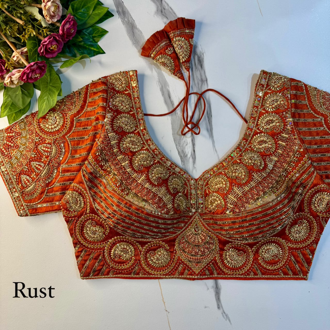 Heavy Zari + Sequins & Beads Work ready made blouse