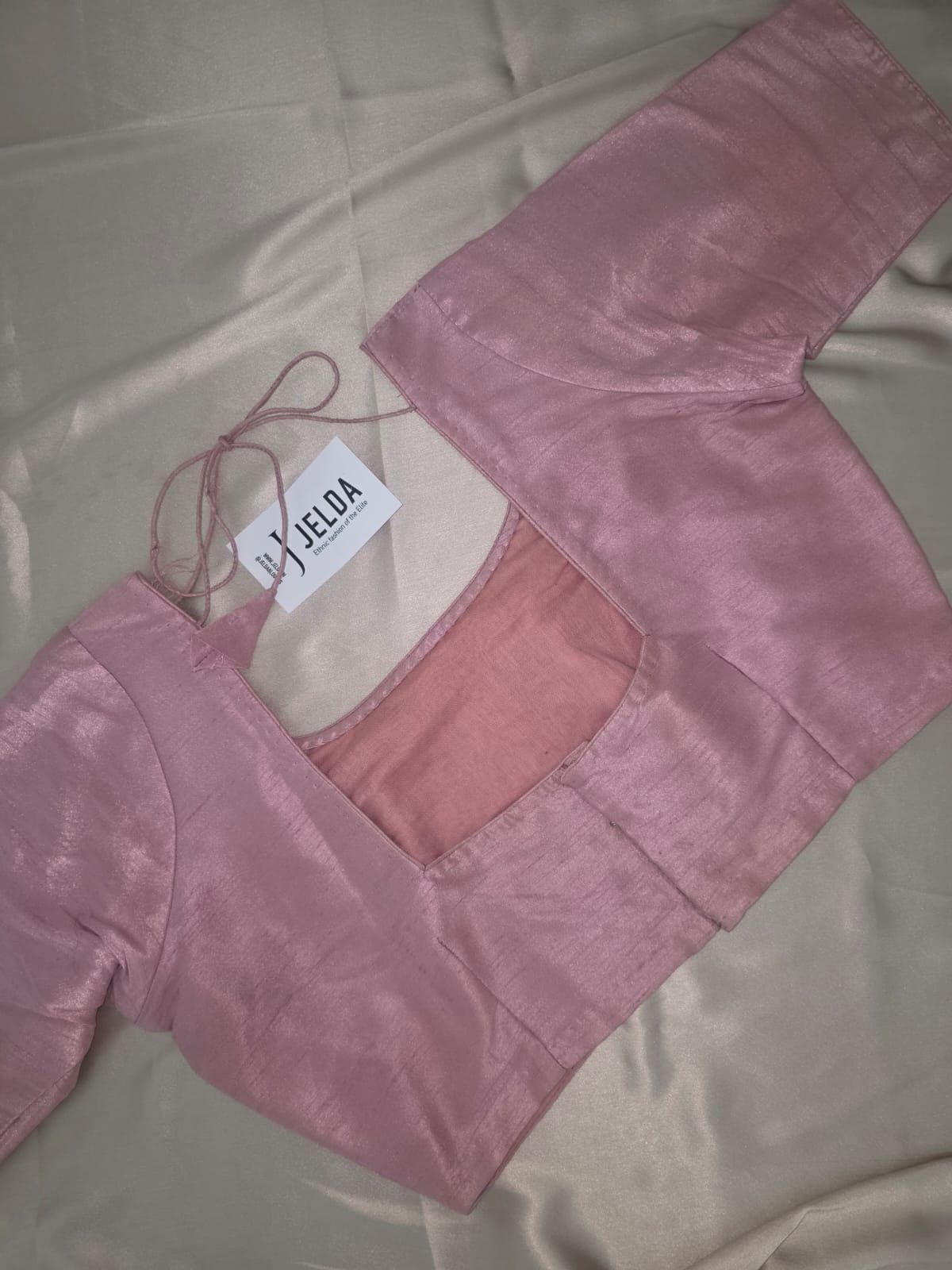 Pure dupion silk Pink Elbow Sleeves Custommade blouse