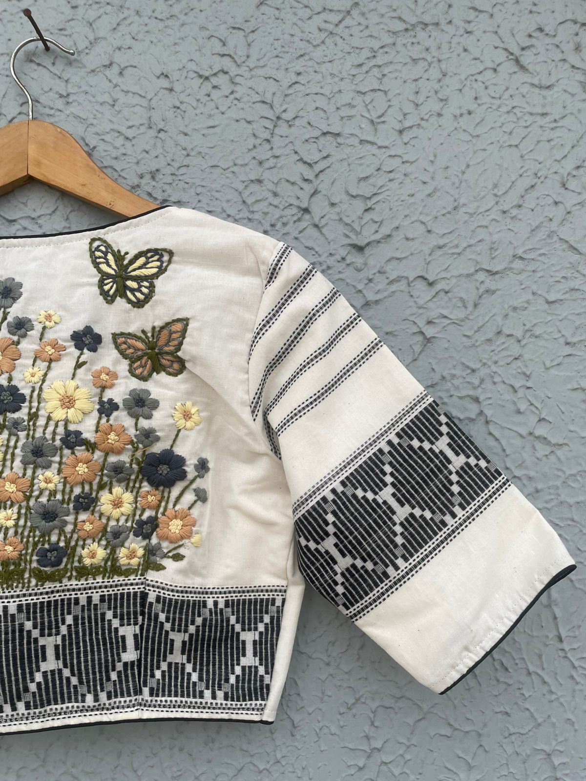 Cotton hand embroidered work designer blouse