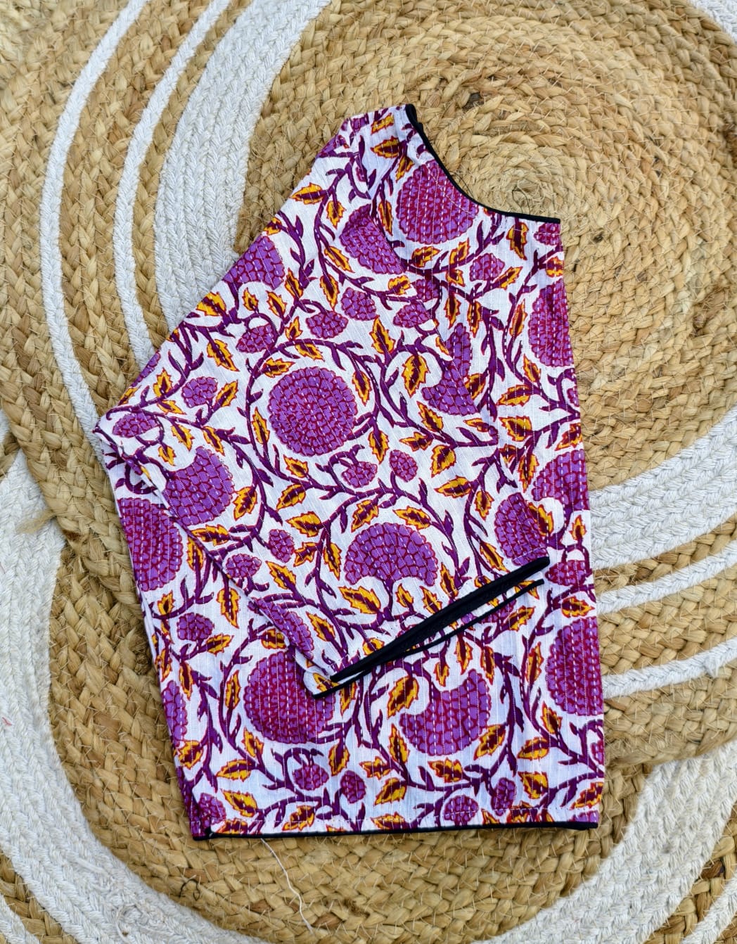 Ajrakh cotton Boatneck ready made blouse