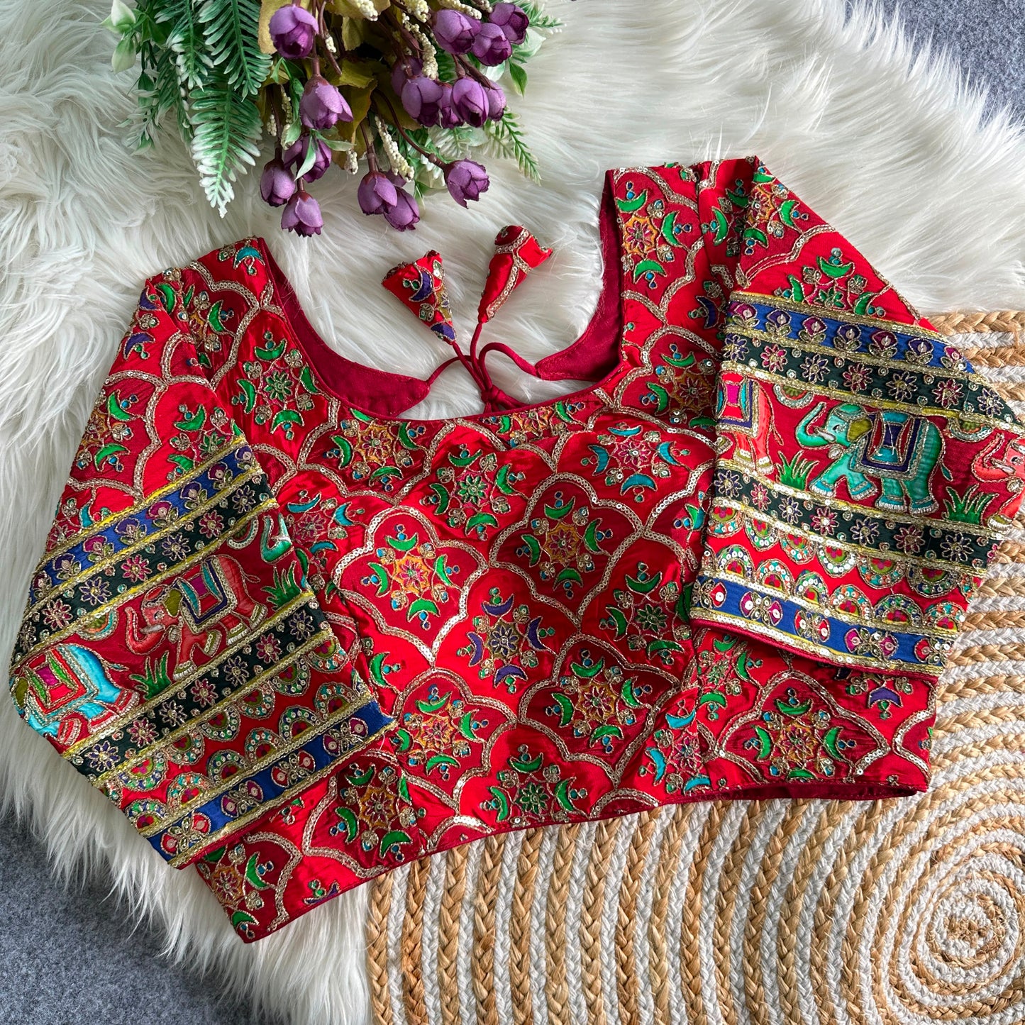 Ethnic presenting chinon heavy silk hit design ready made blouse