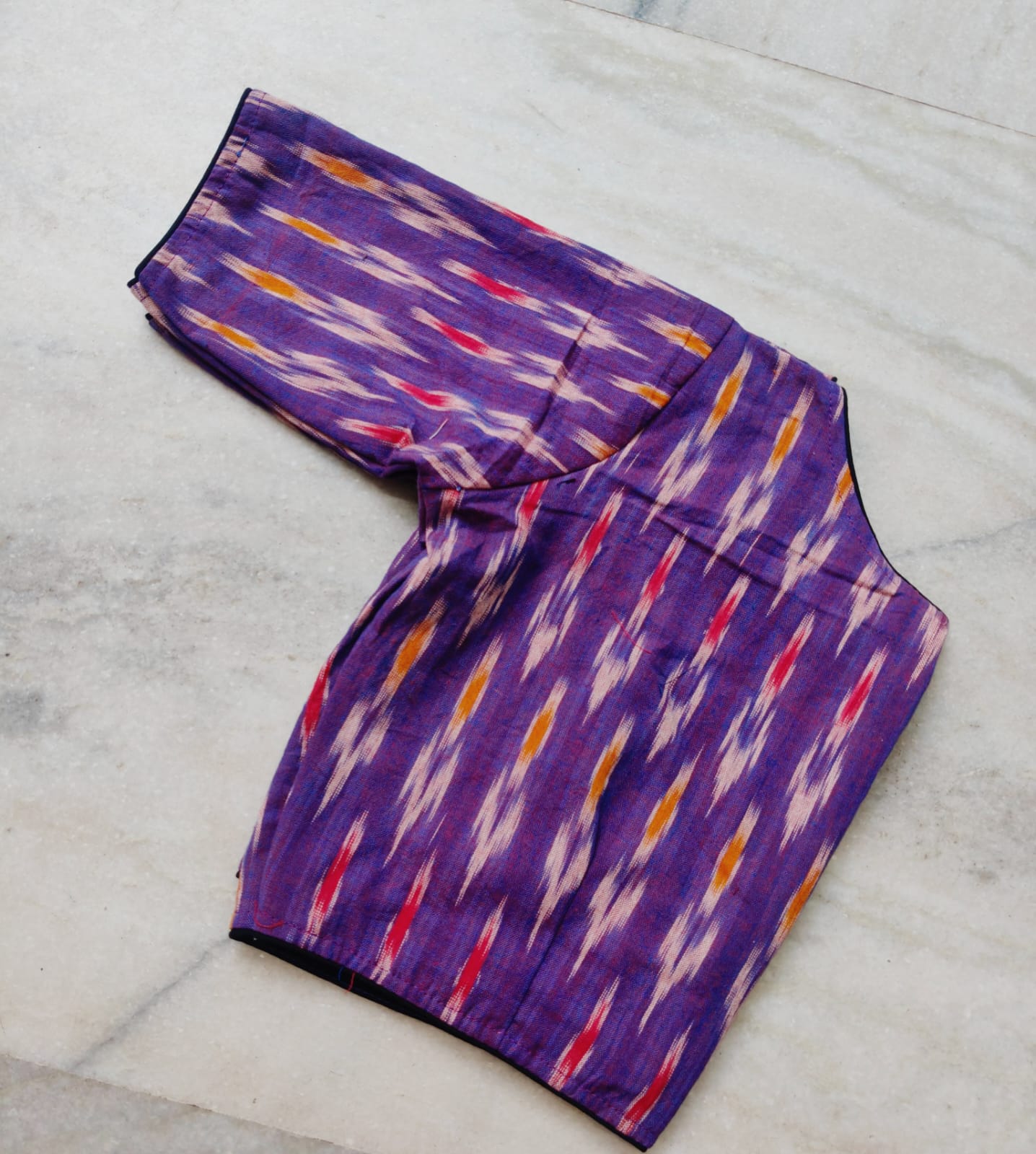 Ikkat boatneck ready made blouse